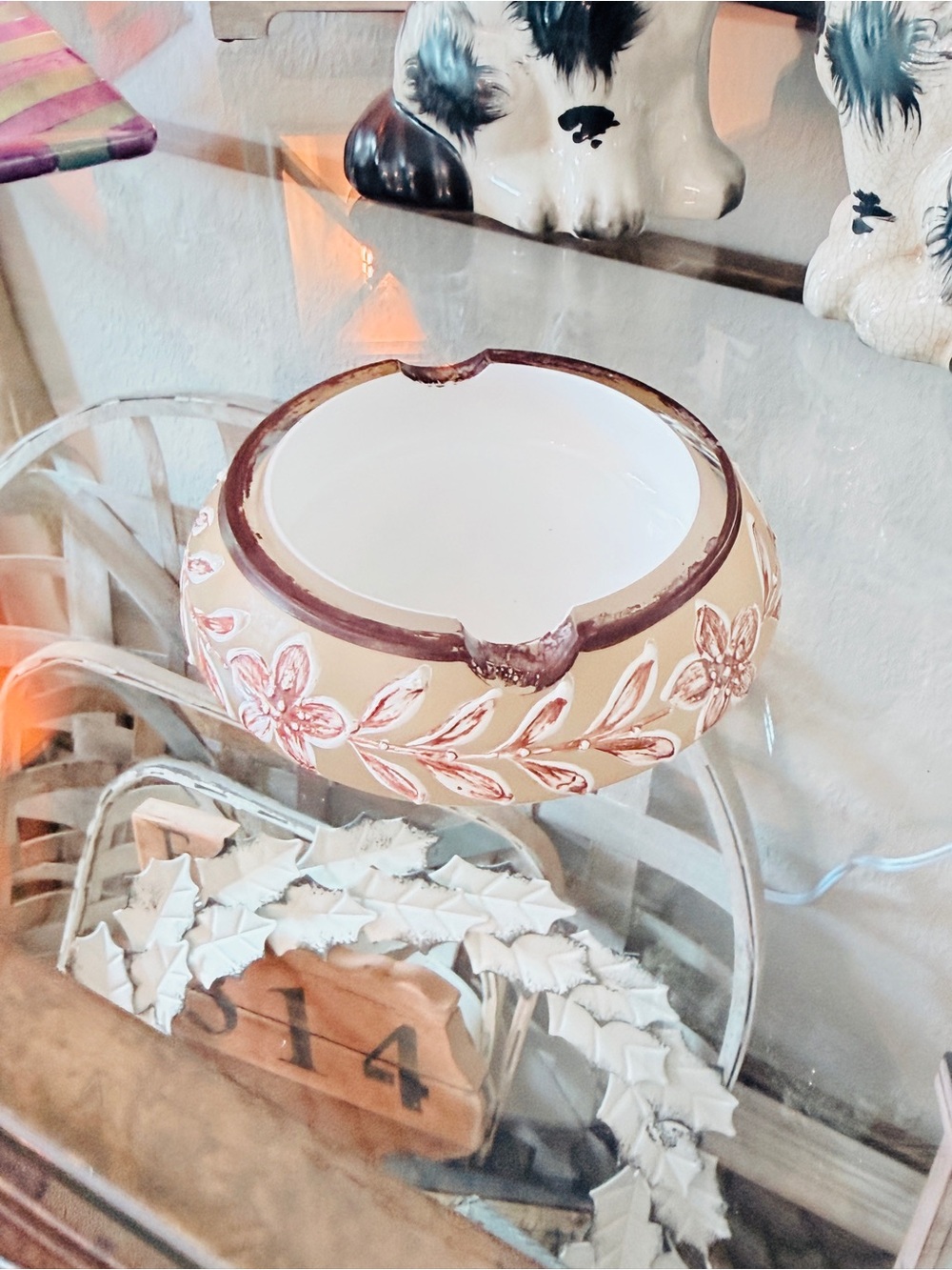 Mid-century Bohemian Czech Encased Glass Ashtray with Neutral Colors - Picture 8 of 17